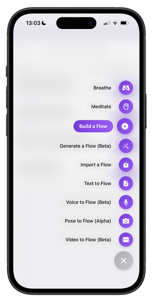 Flow Builder home screen on iPhone