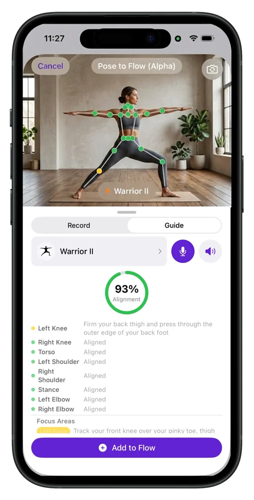 Pose to Flow alignment feedback