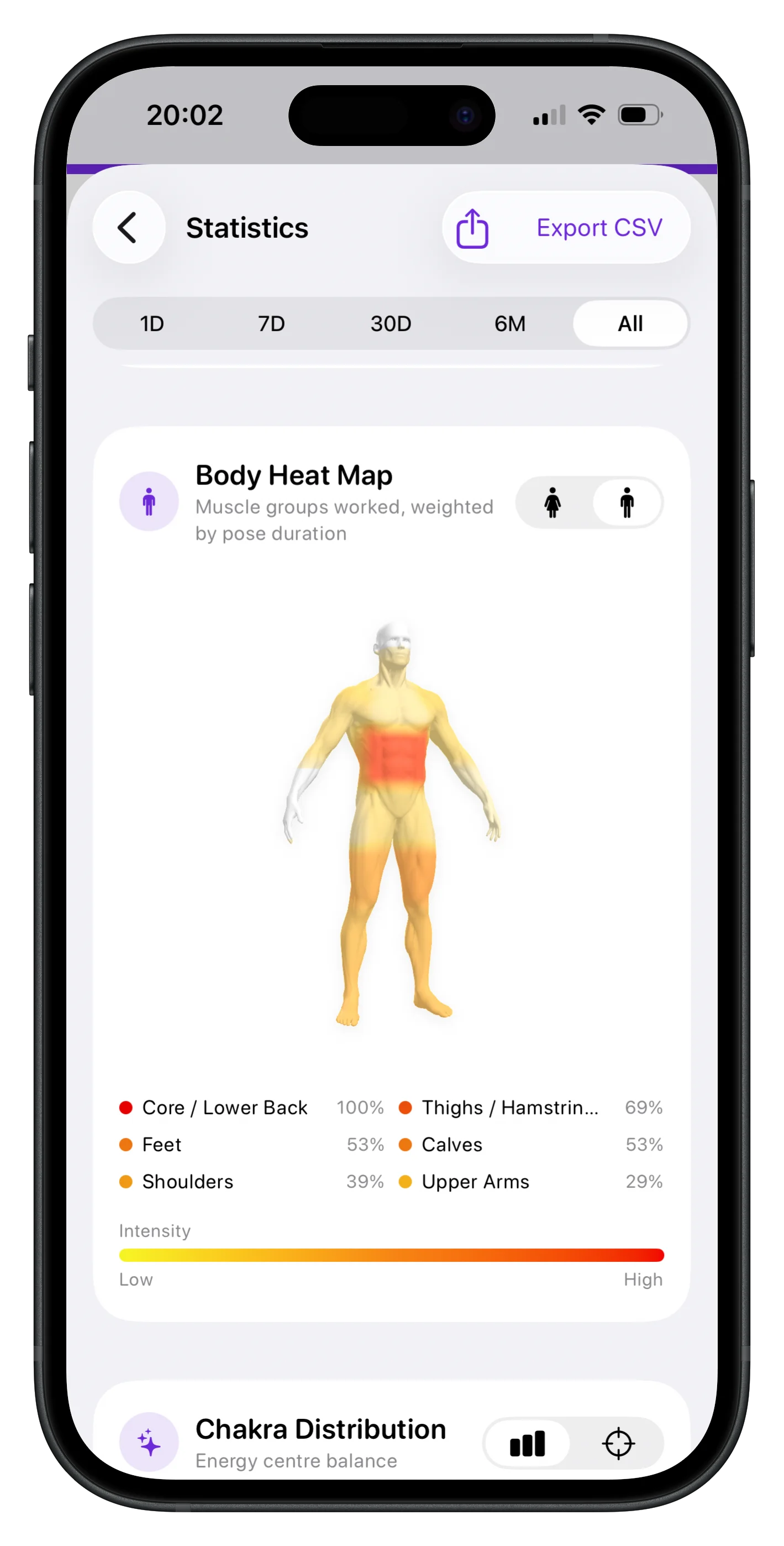 Flow Builder yoga app home screen on iPhone