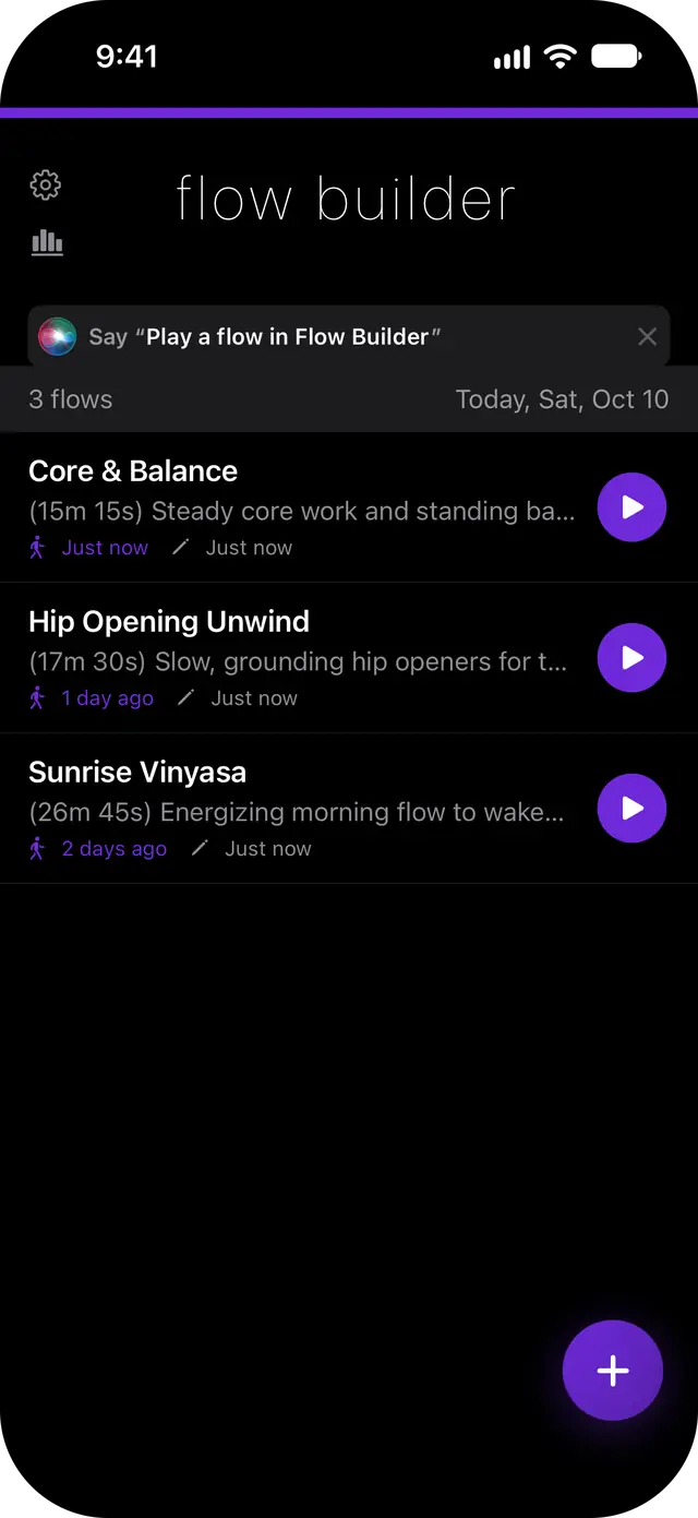 Home in dark mode: your flows, ready to play